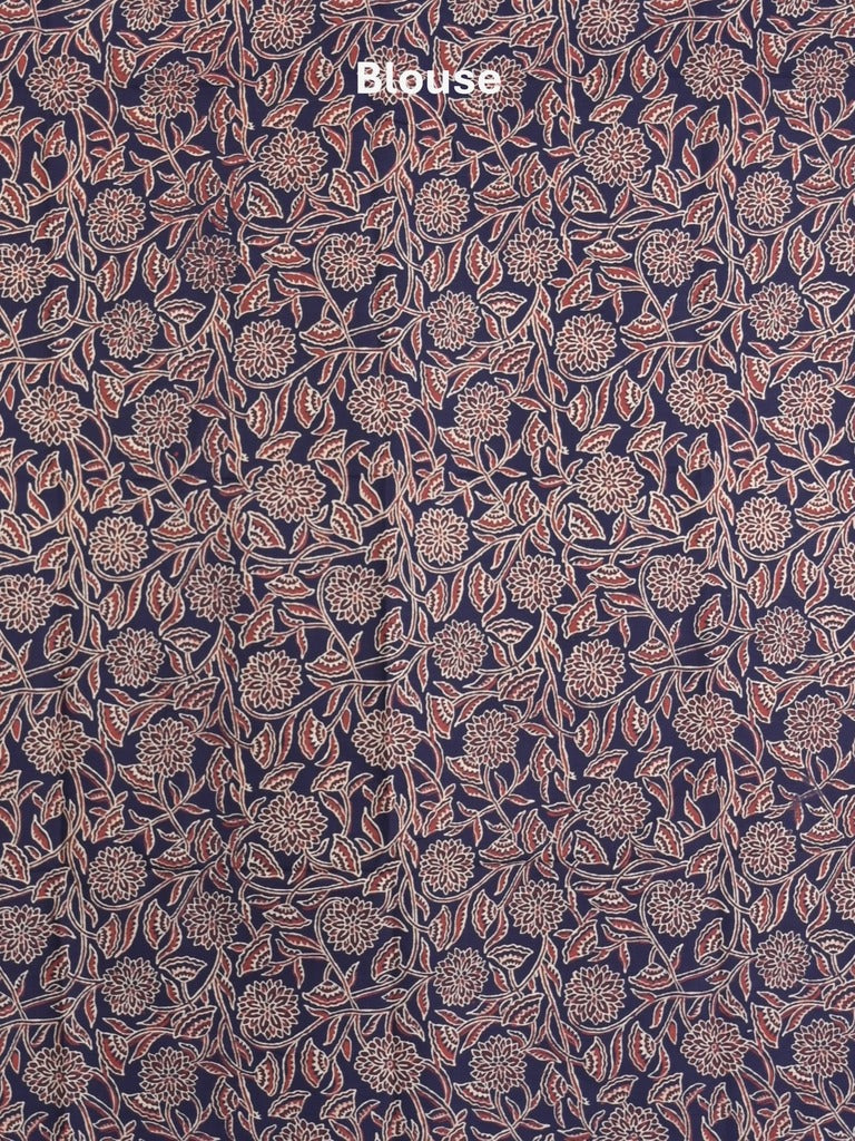 Maheshwari Saree in blue color with printed border, printed pallu & Matching Blouse