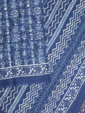 Maheshwari Saree in blue color with printed border, printed pallu & Matching Blouse