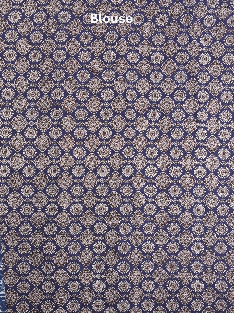 Maheshwari Saree in blue color with printed border, printed pallu & Matching Blouse