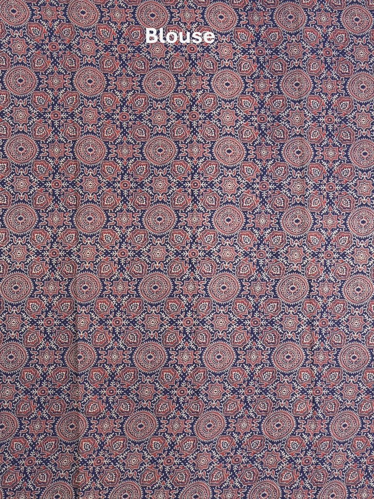 Maheshwari Saree in blue color with printed border, printed pallu & Matching Blouse