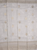 Dola tissue fancy saree white color allover zari motifs & zari border with rich pallu and plain self blouse