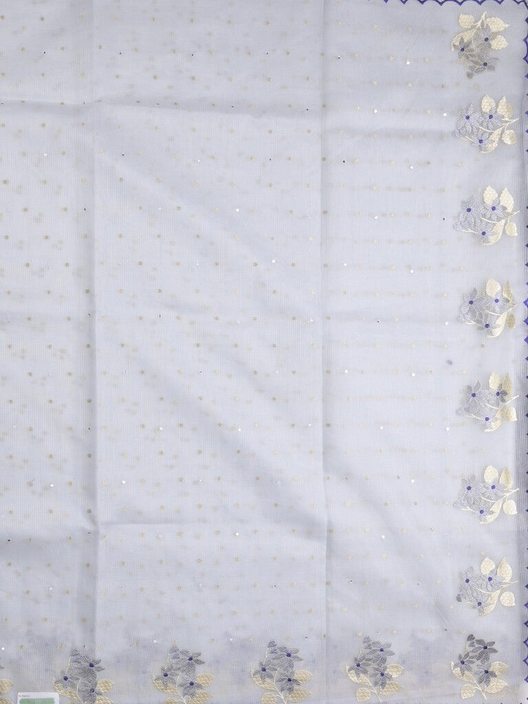 Kota fancy sarees in light blue color allover work with cutwork border and contrast blouse