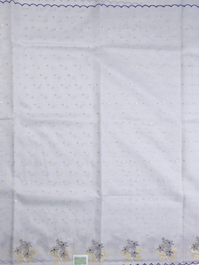 Kota fancy sarees in light blue color allover work with cutwork border and contrast blouse