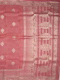 Dola tissue fancy saree coral pink color allover zari motifs & zari border with rich pallu and plain self blouse