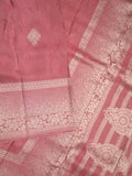 Dola tissue fancy saree coral pink color allover zari motifs & zari border with rich pallu and plain self blouse