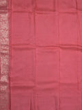 Dola tissue fancy saree coral pink color allover zari motifs & zari border with rich pallu and plain self blouse