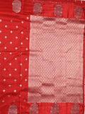 Banaras fancy saree red color allover zari motifs & zari border with rich pallu and self blouse