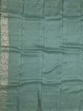 Dola tissue fancy saree grey color allover zari motifs & zari border with rich pallu and plain self blouse