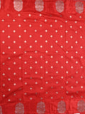 Banaras fancy saree red color allover zari motifs & zari border with rich pallu and self blouse
