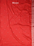Banaras fancy saree red color allover zari motifs & zari border with rich pallu and self blouse