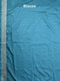 Banaras fancy saree sky blue color allover zari motifs & zari border with rich pallu and self blouse