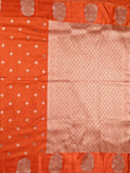 Banaras fancy saree orange color allover zari motifs & zari border with rich pallu and self blouse