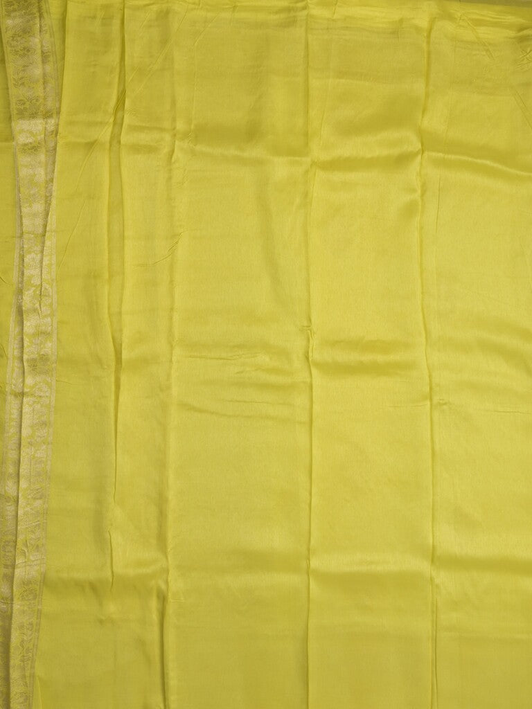 Dola tissue fancy saree lemon yellow color allover zari motifs & zari border with rich pallu and plain self blouse