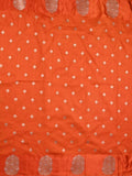 Banaras fancy saree orange color allover zari motifs & zari border with rich pallu and self blouse