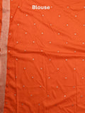 Banaras fancy saree orange color allover zari motifs & zari border with rich pallu and self blouse