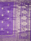 Dola tissue fancy saree purple color allover zari motifs & zari border with rich pallu and plain self blouse