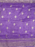 Dola tissue fancy saree purple color allover zari motifs & zari border with rich pallu and plain self blouse