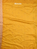 Banaras fancy saree golden yellow color allover zari motifs & zari border with rich pallu and self blouse