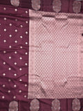 Banaras fancy saree dark maroon color allover zari motifs & zari border with rich pallu and self blouse