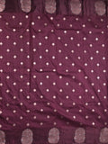 Banaras fancy saree dark maroon color allover zari motifs & zari border with rich pallu and self blouse
