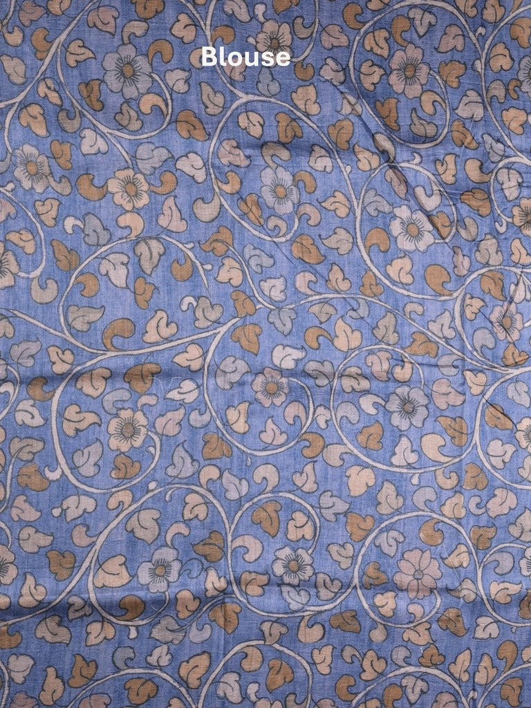 Jute tussar fancy saree in baby pink color allover prints with printed pallu and attached blouse