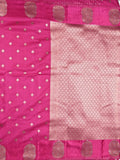 Banaras fancy saree pink color allover zari motifs & zari border with rich pallu and self blouse