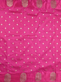 Banaras fancy saree pink color allover zari motifs & zari border with rich pallu and self blouse