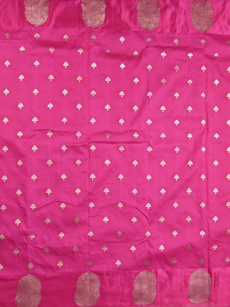 Banaras fancy saree pink color allover zari motifs & zari border with rich pallu and self blouse