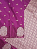 Banaras fancy saree violet color allover zari motifs & zari border with rich pallu and self blouse