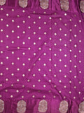 Banaras fancy saree violet color allover zari motifs & zari border with rich pallu and self blouse
