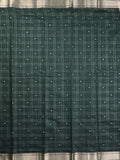 Chanderi fancy saree dark green color allover checks, zari motifs & zari border with zari pallu and self blouse