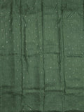 Organza fancy saree parrot green color allover weaves & zari border with short pallu and plain contrast blouse