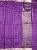 Chanderi fancy saree purple color allover checks, zari motifs & zari border with zari pallu and self blouse