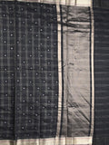 Chanderi fancy saree black color allover checks, zari motifs & zari border with zari pallu and self blouse