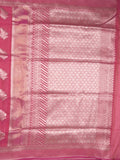 Pure organza fancy saree pink color allover zari weaves & zari border with rich pallu and contrast blouse