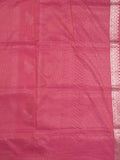Pure organza fancy saree pink color allover zari weaves & zari border with rich pallu and contrast blouse
