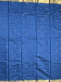 Chanderi fancy saree royal blue color allover zari motifs & zari border with zari pallu and plain blouse