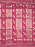 Pure organza fancy saree pink color allover zari weaves & zari border with rich pallu and contrast blouse