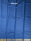 Chanderi fancy saree royal blue color allover zari motifs & zari border with zari pallu and plain blouse