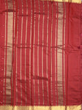 Chanderi fancy saree maroon color allover zari motifs & zari border with zari pallu and plain blouse