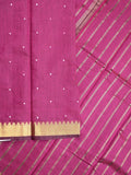 Chanderi fancy saree magenta color allover zari motifs & zari border with zari pallu and plain blouse
