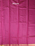 Chanderi fancy saree magenta color allover zari motifs & zari border with zari pallu and plain blouse