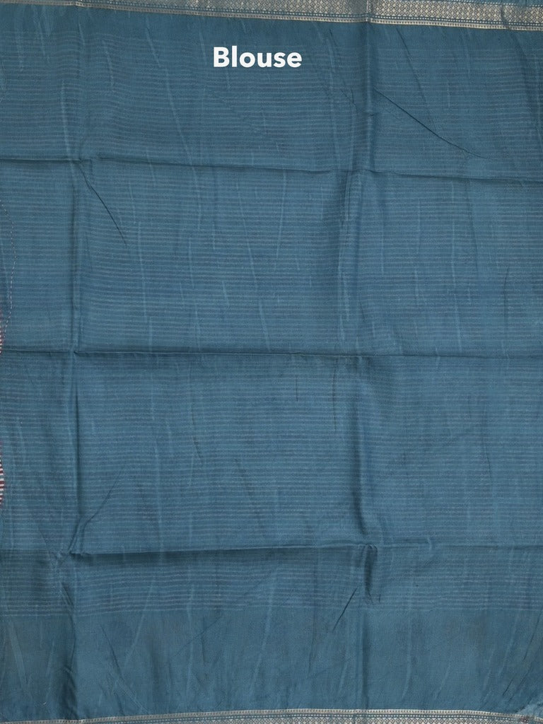 Tussar fancy saree in grey color allover stripes & zari border with contrast pallu and blouse