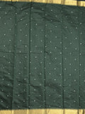 Chanderi fancy saree dark green color allover zari motifs & zari border with zari pallu and plain blouse