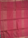 Tussar fancy saree in baby pink color allover stripes & zari border with contrast pallu and blouse