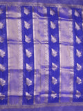 Pure organza fancy saree royal blue color allover zari weaves & zari border with rich pallu and contrast blouse