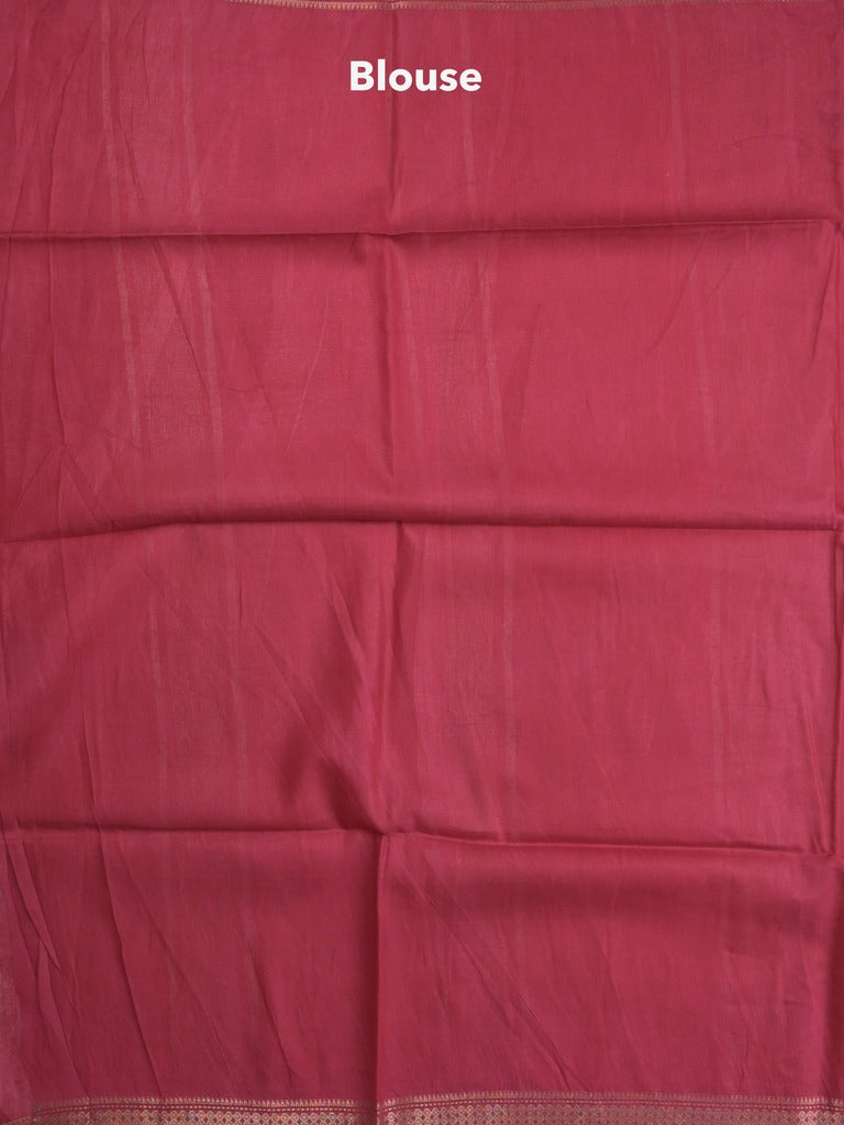Tussar fancy saree in baby pink color allover stripes & zari border with contrast pallu and blouse