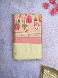 Banaras pattu saree cream color allover zari motifs & paithani border with paithani pallu and contrast blouse