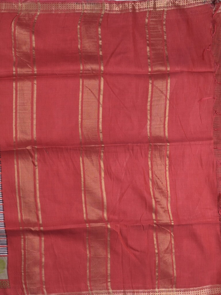 Tussar fancy saree in grey color allover stripes & zari border with contrast pallu and blouse
