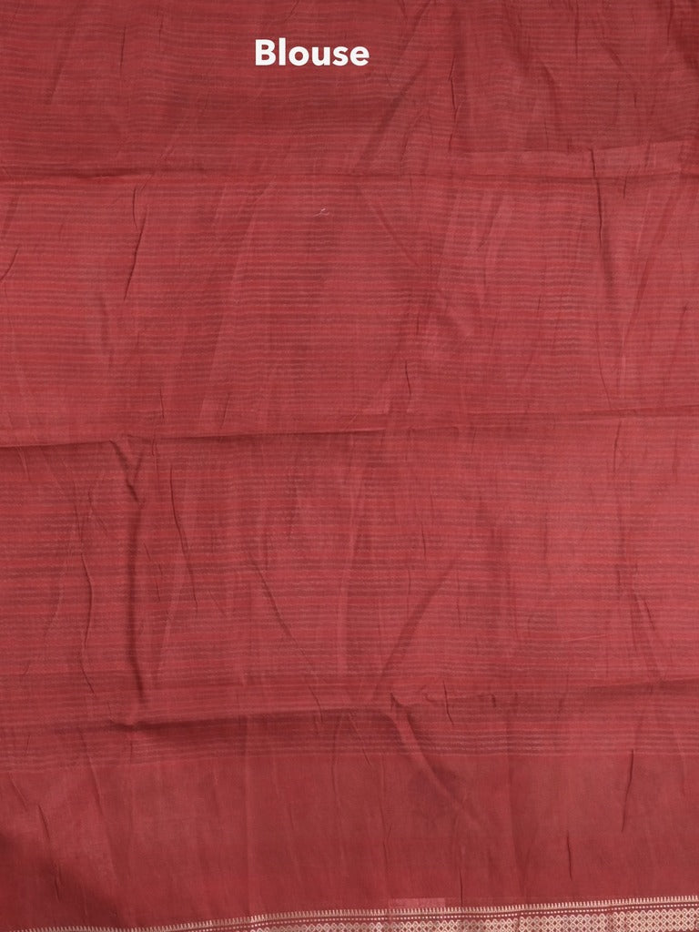 Tussar fancy saree in grey color allover stripes & zari border with contrast pallu and blouse